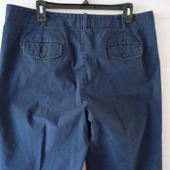 Talbots Women's Navy Heritage Wide Leg Cropped Pants Size 16 Cotton Stretch - Picture 6 of 6